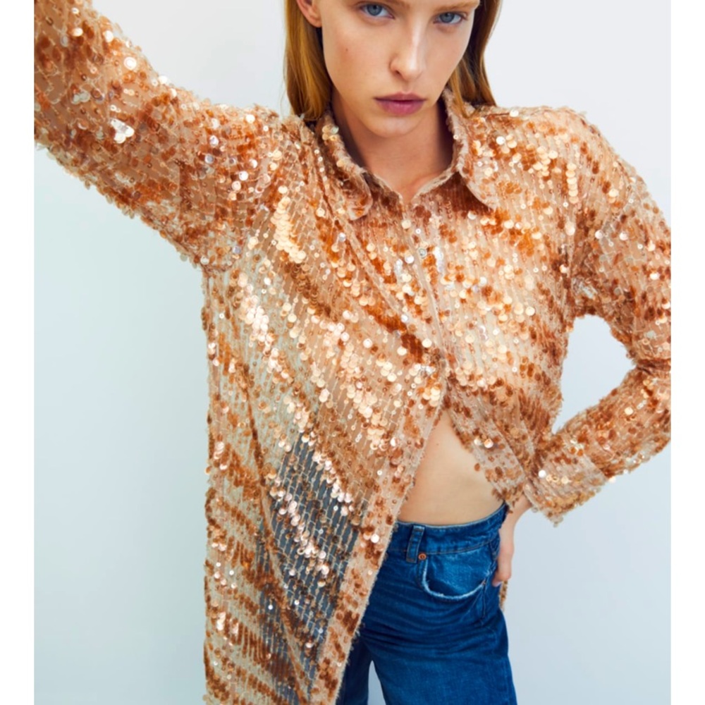 Gorgeous Rose Gold Zara sequin shirt